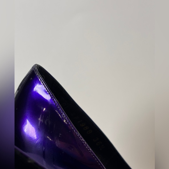 Saint Laurent Paris Purple Patent Pumps – YSL Pointed Toe Designer Heel size 6.5 - Picture 10 of 11